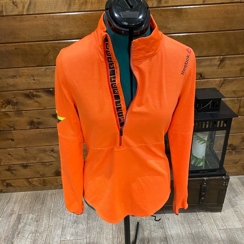 Reebok Neon Orange Half Zip Sweater